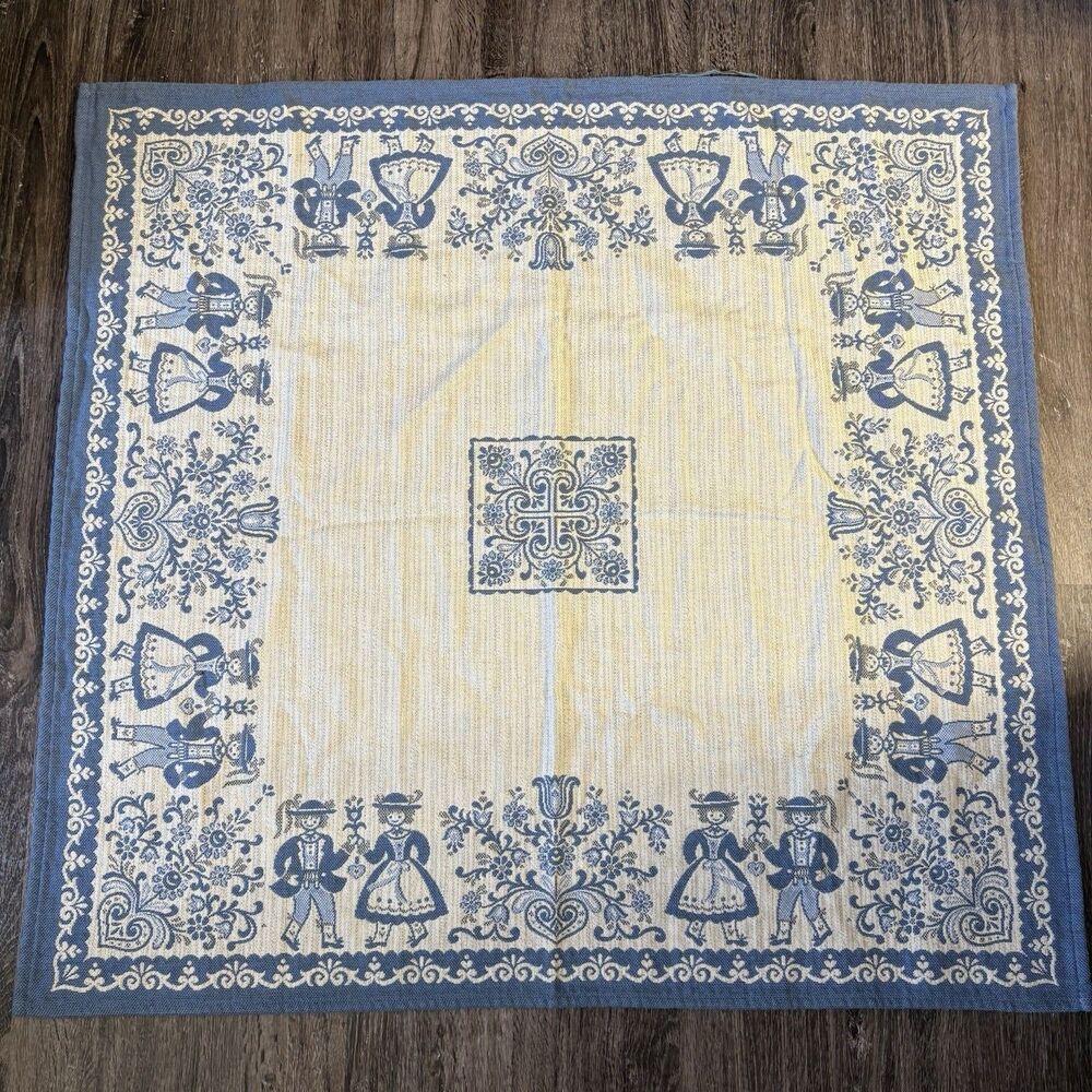 Tiroler Webkunst Woven Austria Folklore Table Cloth 36x39 Haller Textilewerks
